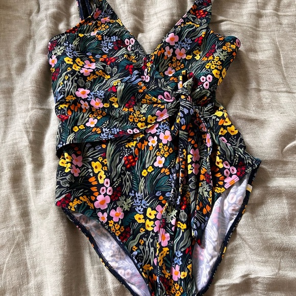 Summersalt Green and Pink One Piece V-Neck Swimsuit - Picture 13 of 14